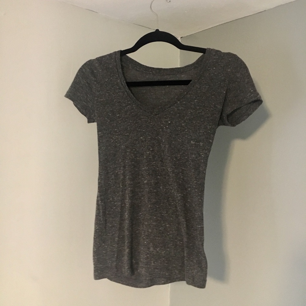 Grey Short Sleeve V-Neck